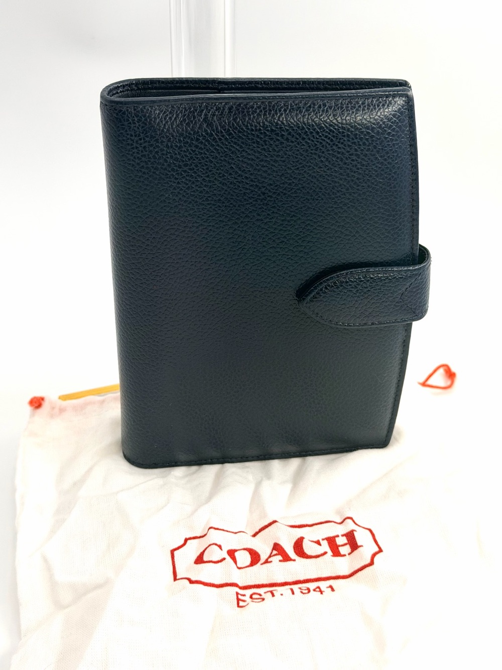 Vintage 90s COACH Navy Blue Leather 6-Ring Agenda Planner Cover - Made in Italy